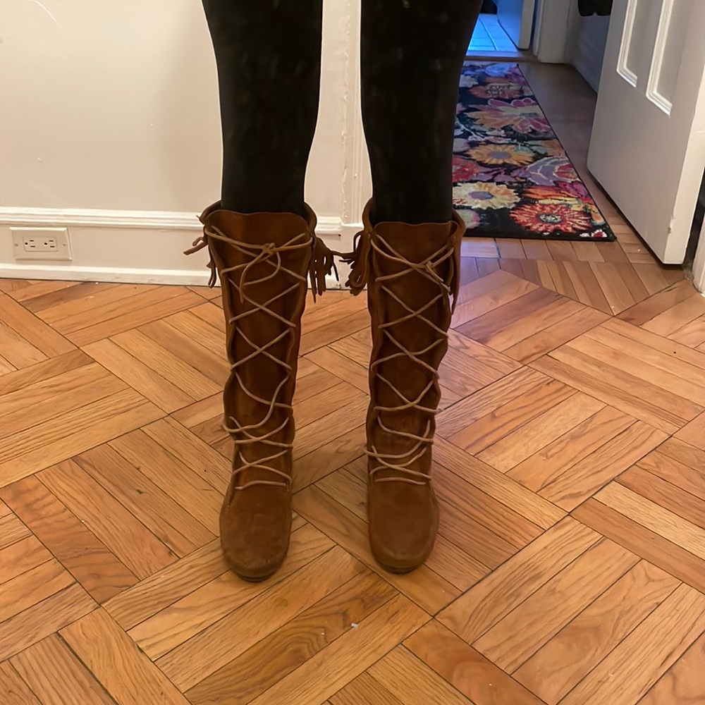 Minnetonka Lace Up Knee High Boot